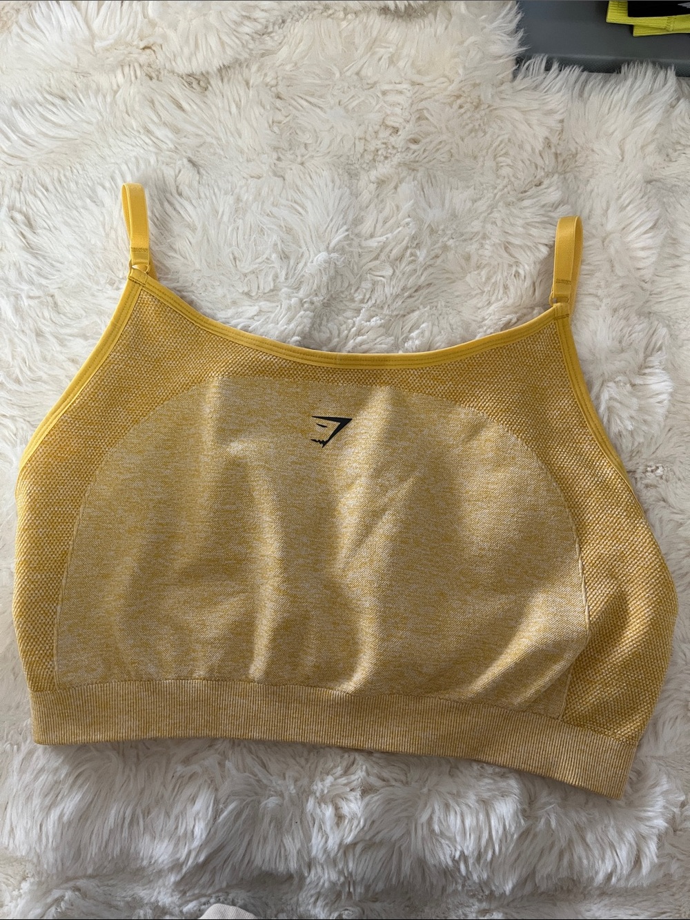 Gymshark Yellow Seamless High-Neck Crop Sports Bra